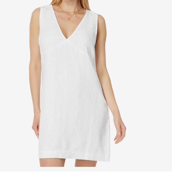 NWT Madewell Marina V-Neck Minidress Heavyweight Linen L - Picture 1 of 10